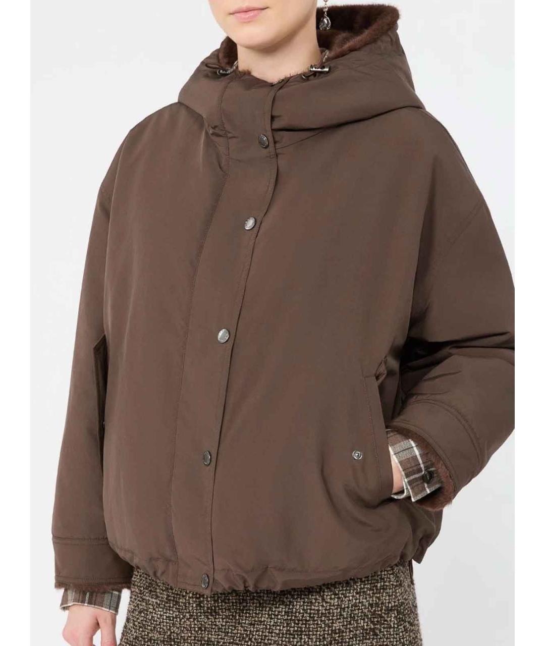 WEEKEND MAX MARA Коричневая полиэстеровая куртка, фото 2