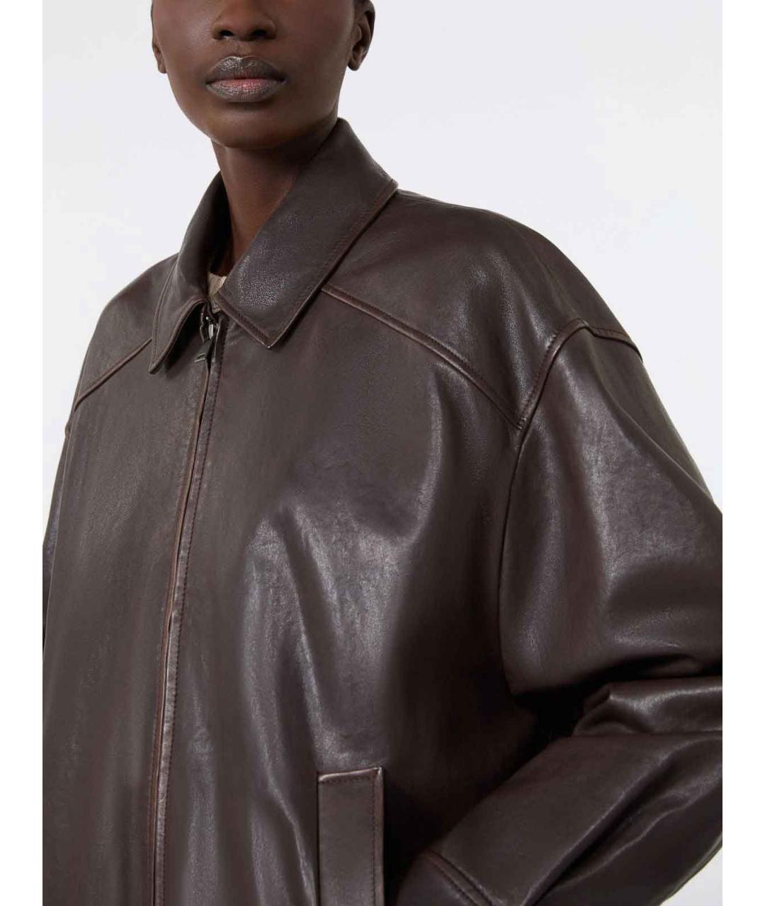 WEEKEND MAX MARA Коричневая кожаная куртка, фото 3