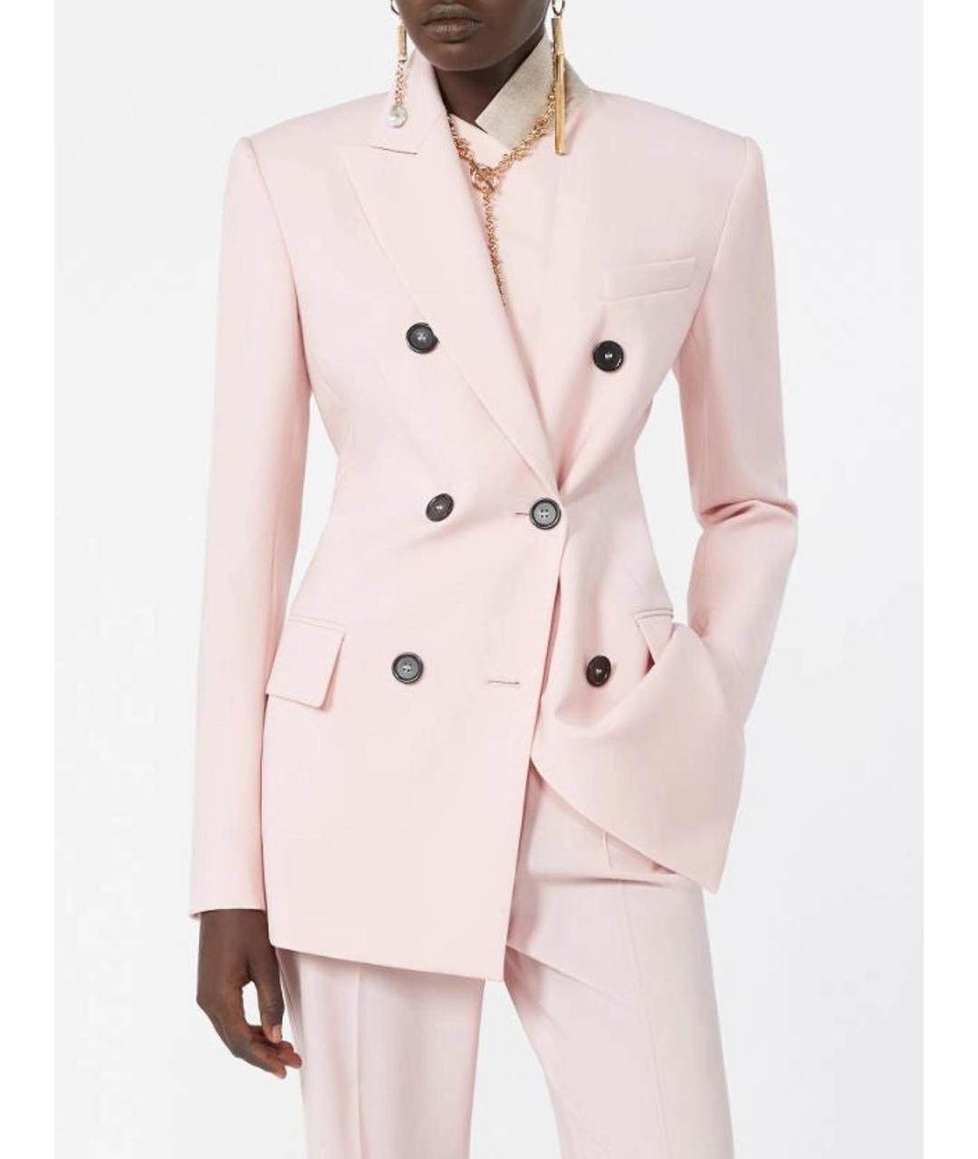 SPORTMAX Розовый шерстяной жакет/пиджак, фото 5