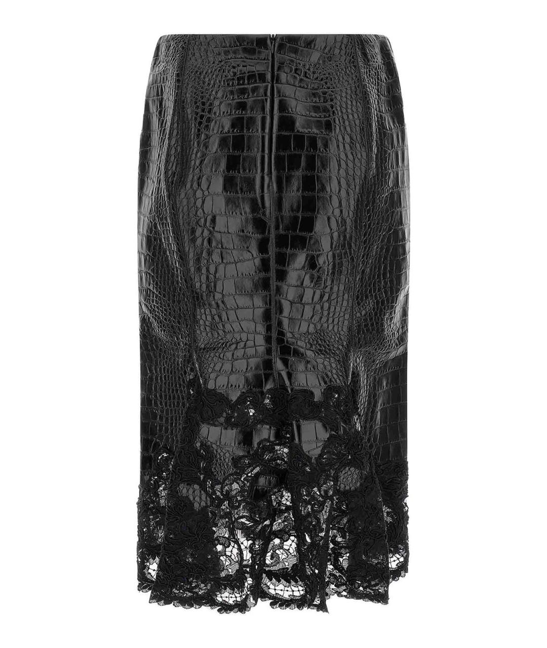 ERMANNO SCERVINO Черная кожаная юбка миди, фото 2
