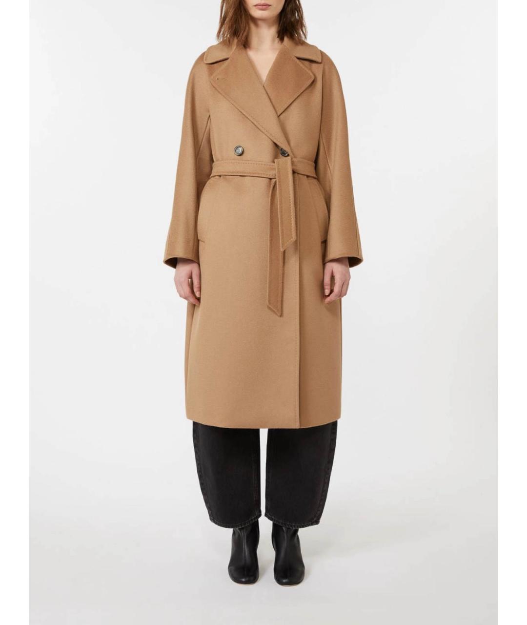 WEEKEND MAX MARA Бежевое шерстяное пальто, фото 3