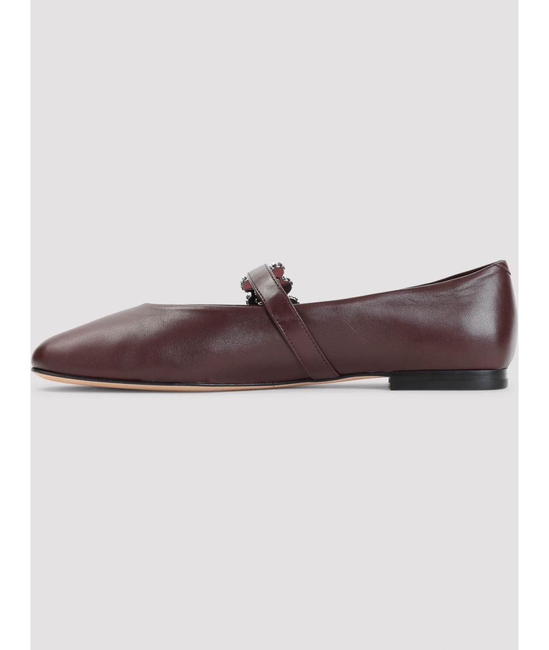 ROGER VIVIER Бордовые кожаные балетки, фото 2