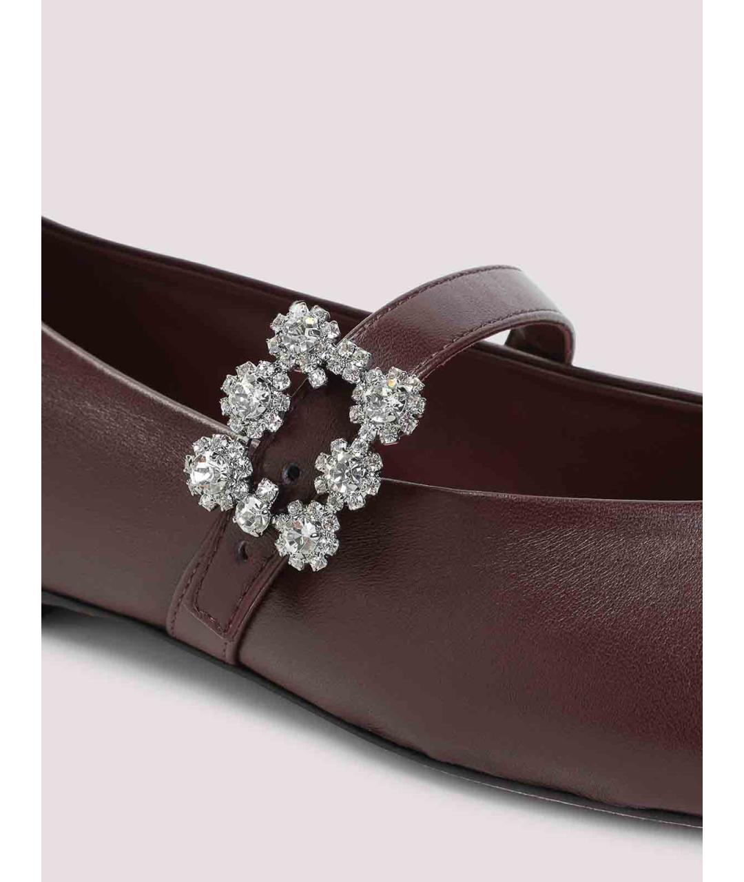 ROGER VIVIER Бордовые кожаные балетки, фото 4