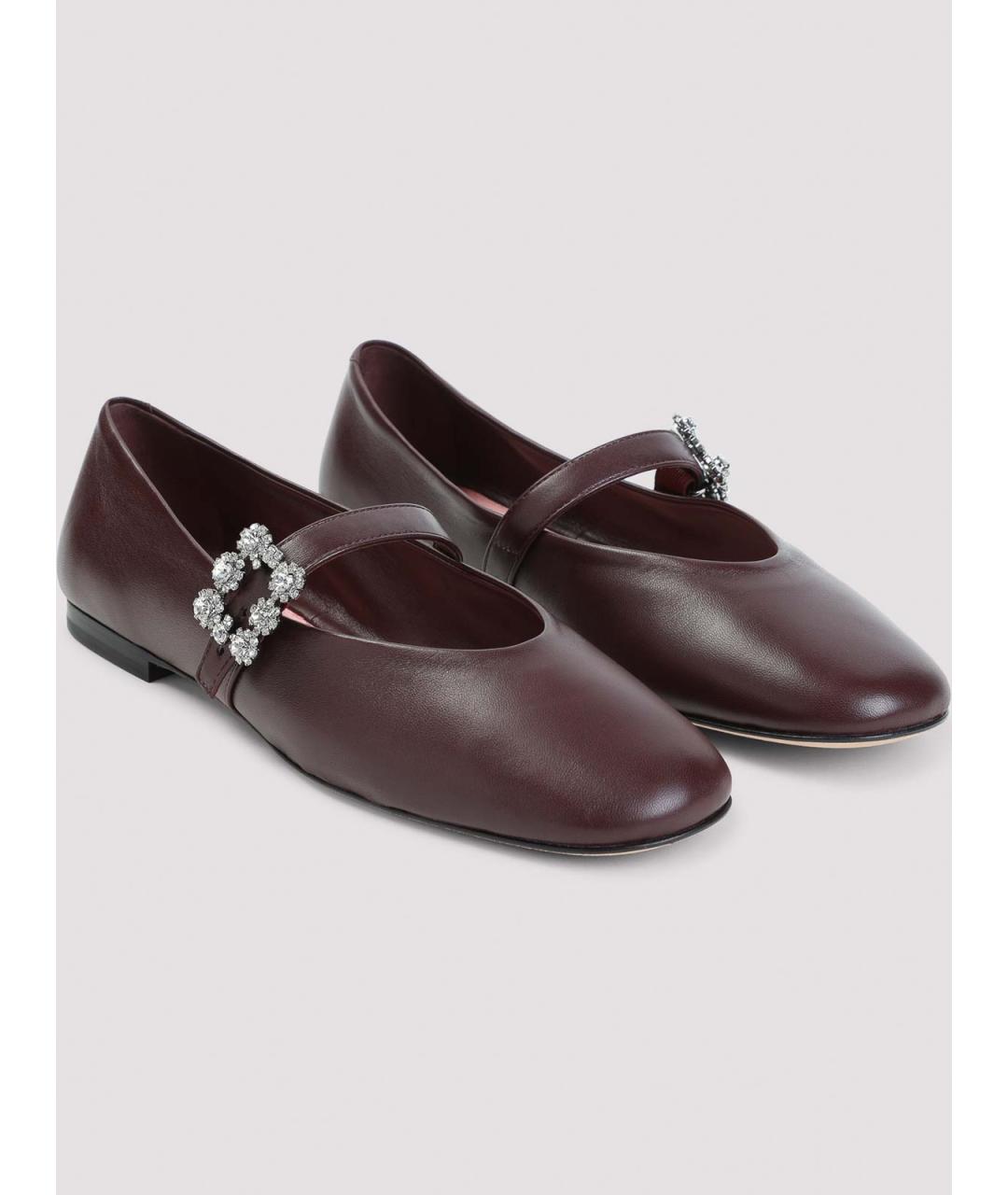 ROGER VIVIER Бордовые кожаные балетки, фото 3