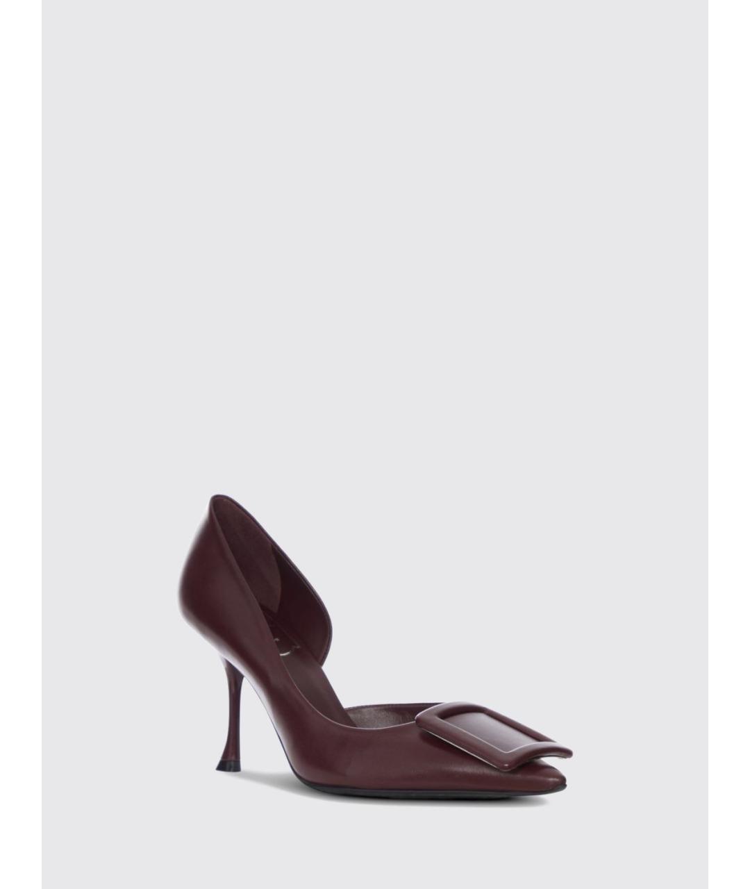 ROGER VIVIER Бордовые кожаные туфли, фото 2