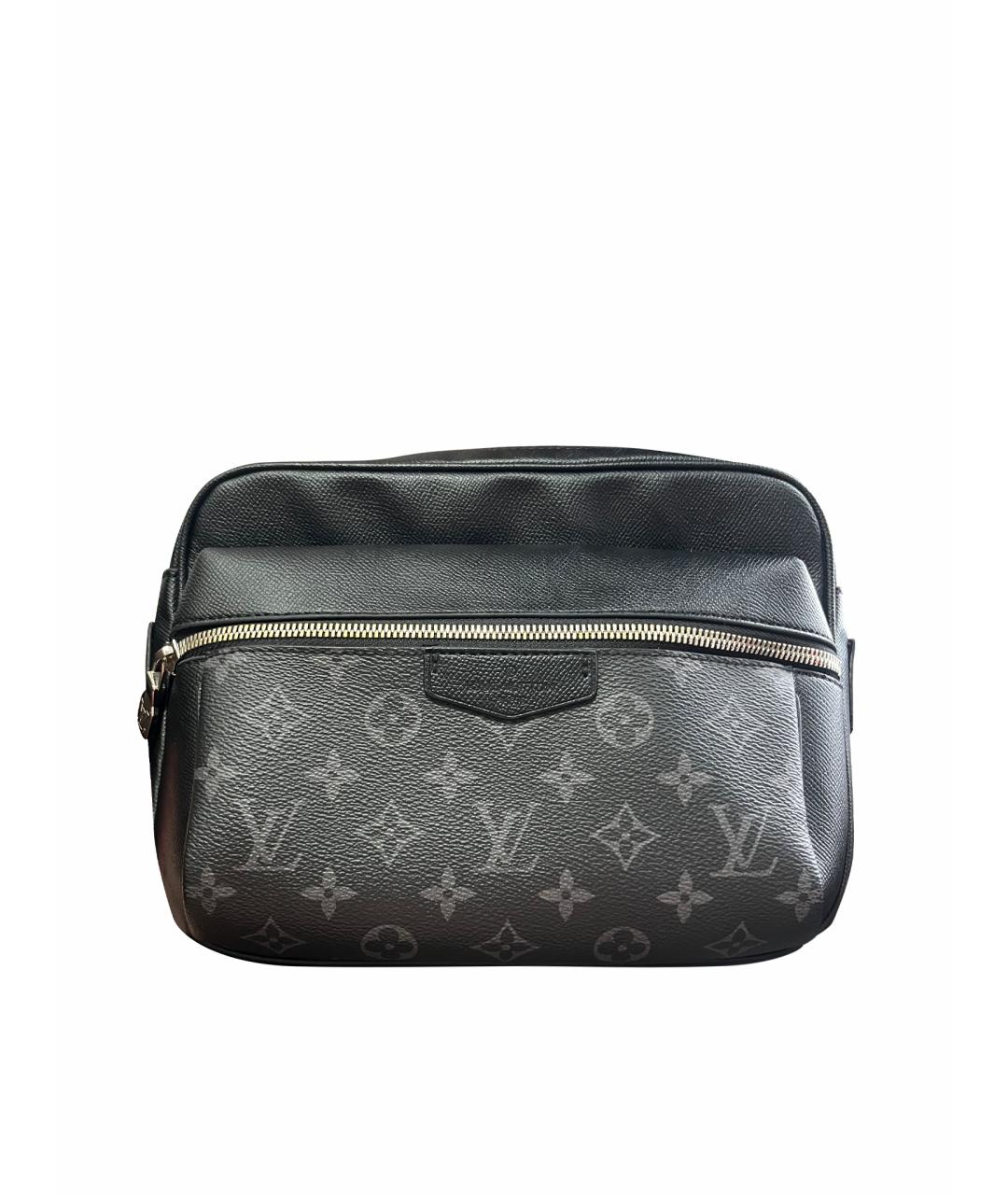 LOUIS VUITTON Антрацитовая кожаная барсетка, фото 1