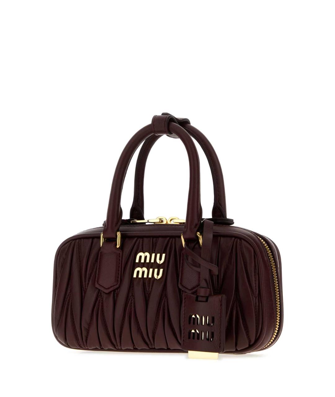 MIU MIU Бордовая кожаная сумка с короткими ручками, фото 2