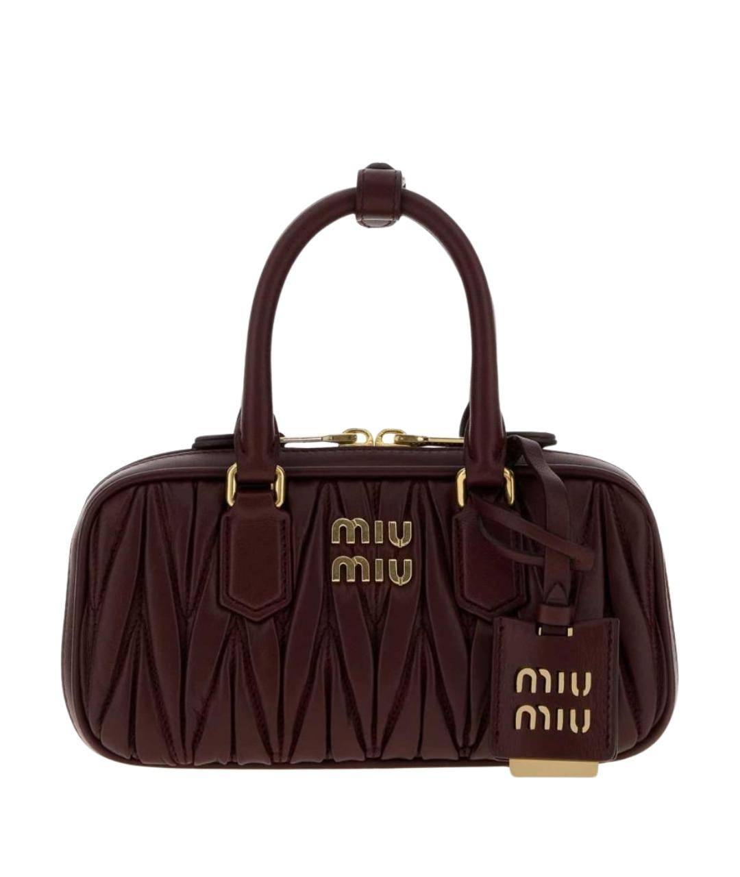 MIU MIU Бордовая кожаная сумка с короткими ручками, фото 1