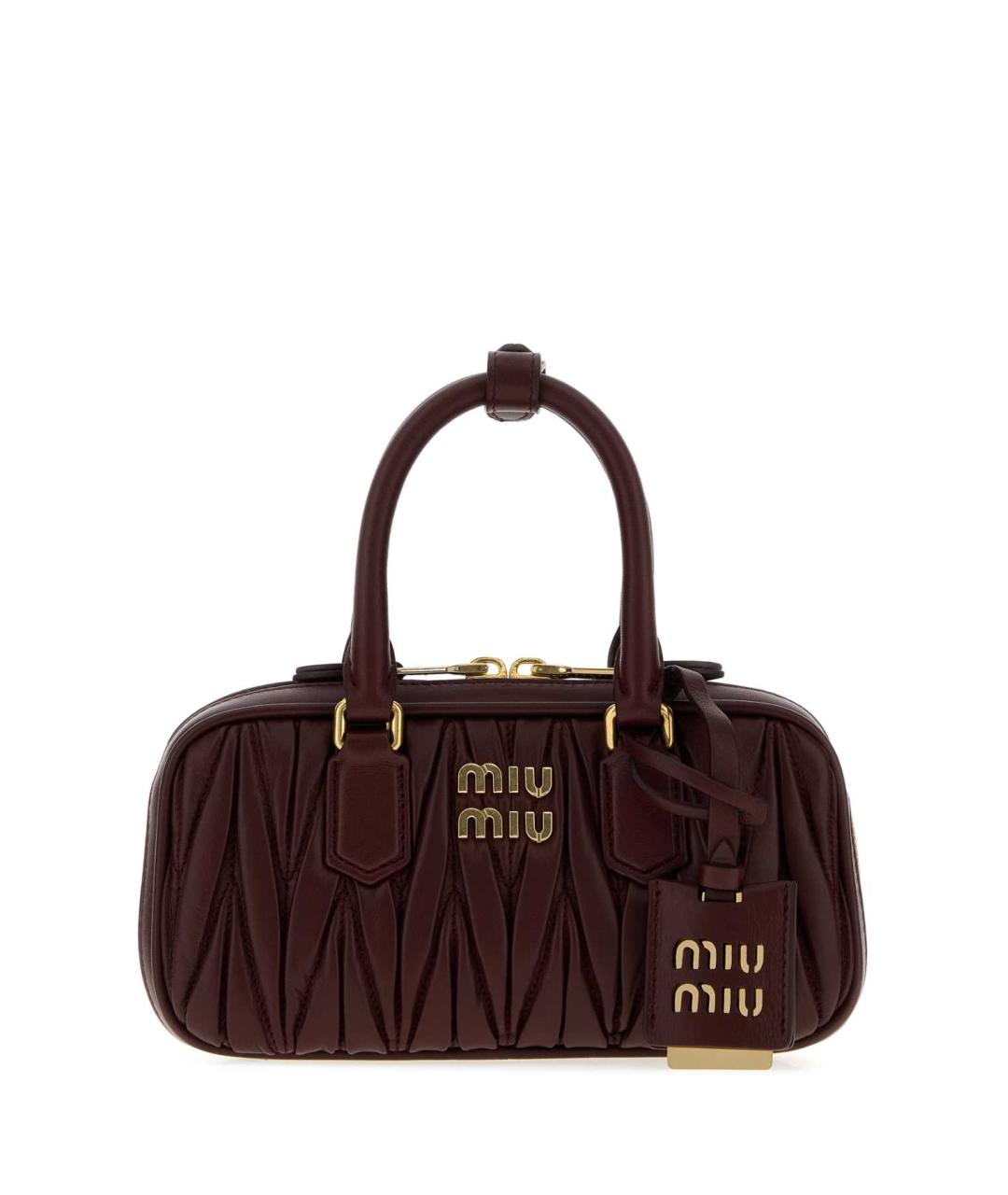 MIU MIU Бордовая кожаная сумка с короткими ручками, фото 3