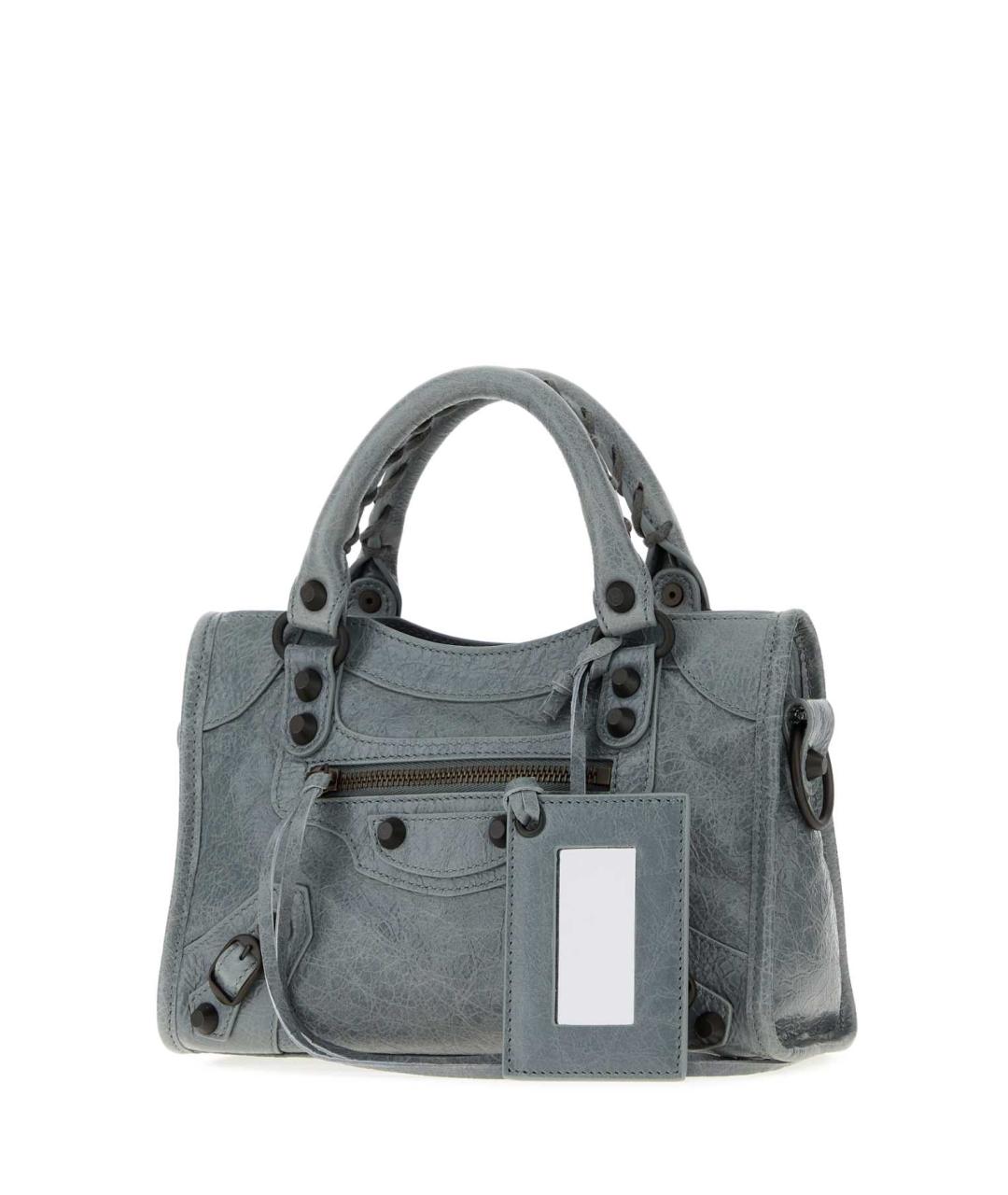 BALENCIAGA Голубая кожаная сумка тоут, фото 2
