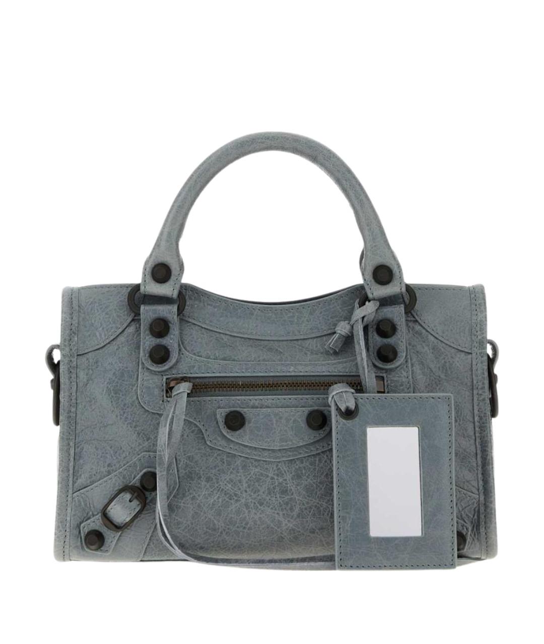 BALENCIAGA Голубая кожаная сумка тоут, фото 1