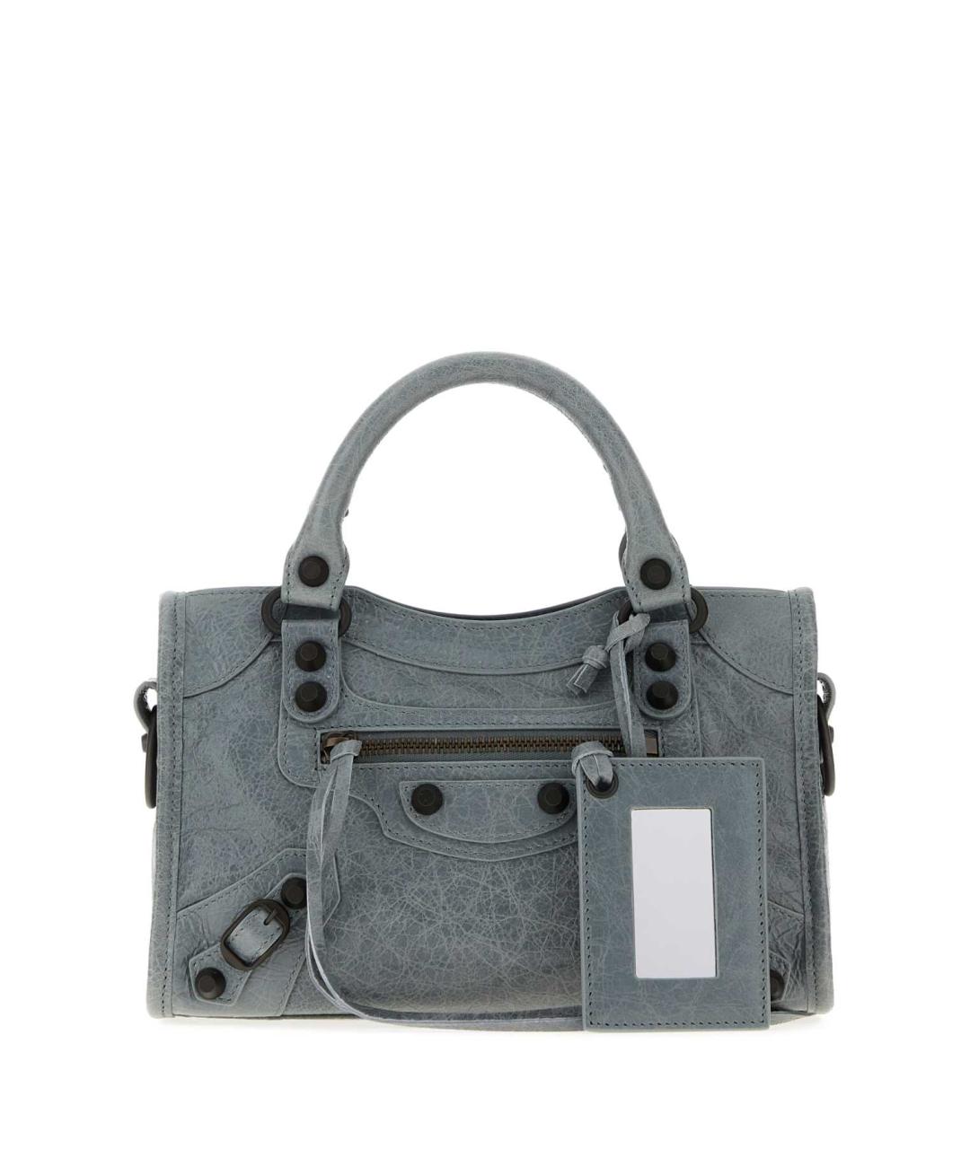 BALENCIAGA Голубая кожаная сумка тоут, фото 3