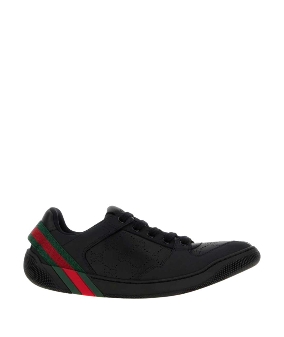 GUCCI Черные кожаные кроссовки, фото 1