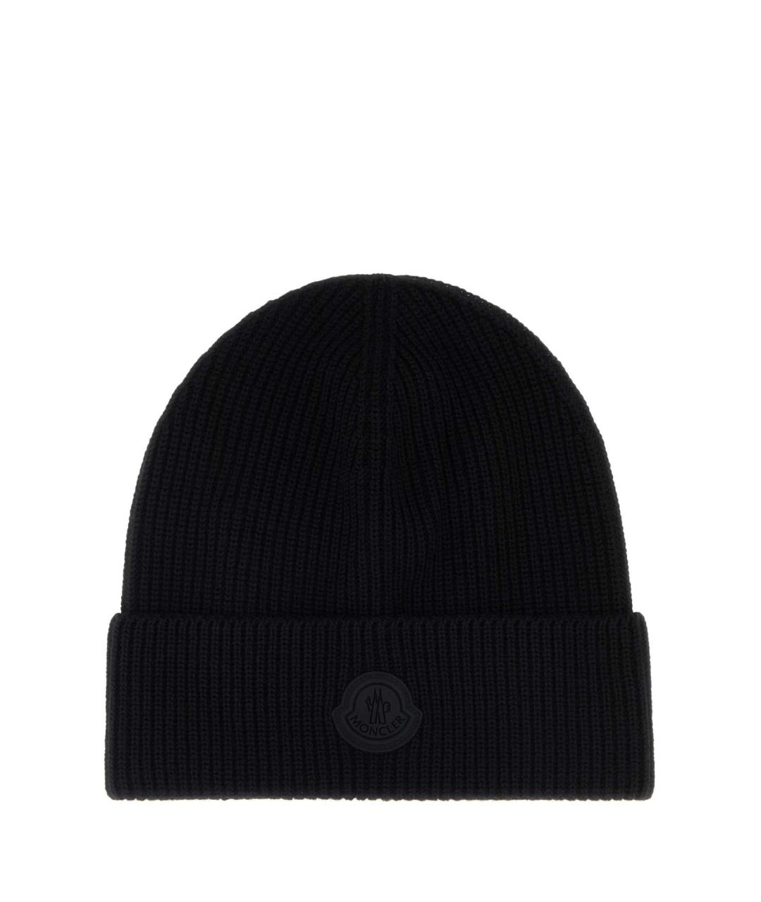 MONCLER Черная шерстяная шапка, фото 1