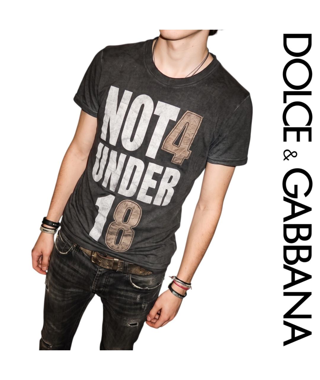 DOLCE&GABBANA Черная хлопковая футболка, фото 4