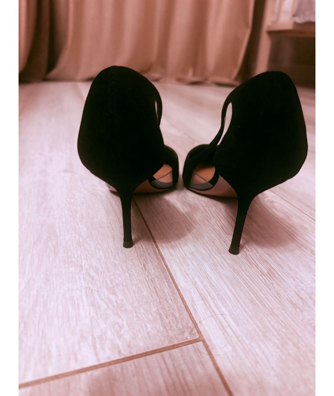 AQUAZZURA Черные замшевые туфли, фото 4