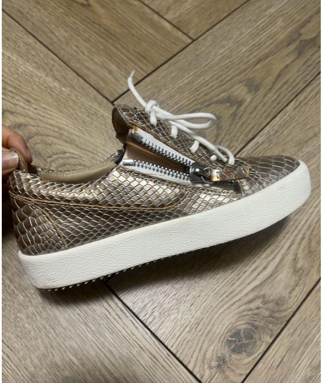 GIUSEPPE ZANOTTI DESIGN Золотые кожаные кеды, фото 5