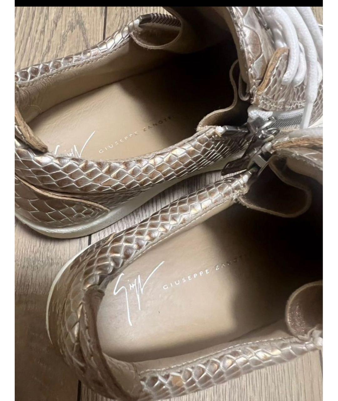 GIUSEPPE ZANOTTI DESIGN Золотые кожаные кеды, фото 3