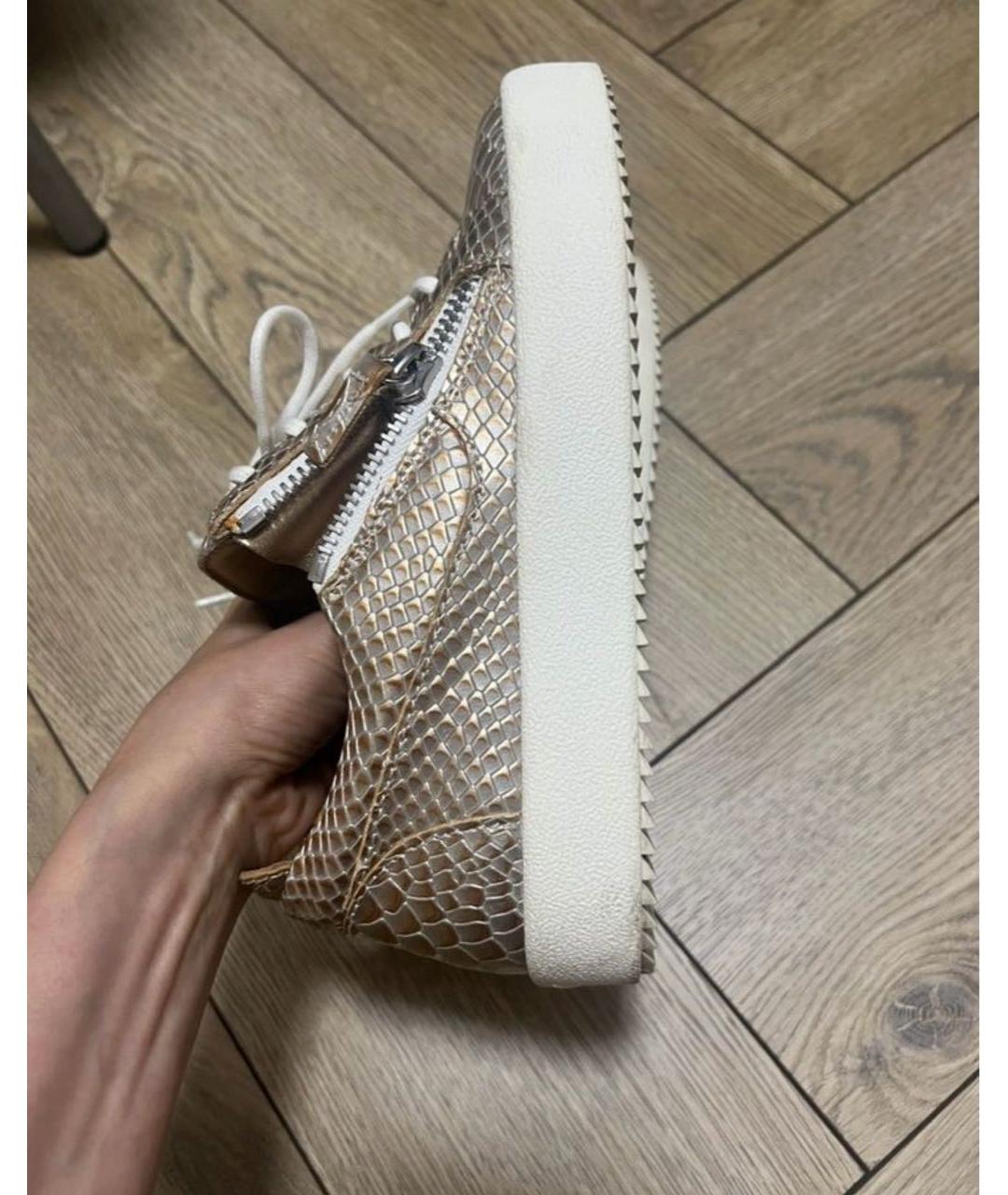 GIUSEPPE ZANOTTI DESIGN Золотые кожаные кеды, фото 4