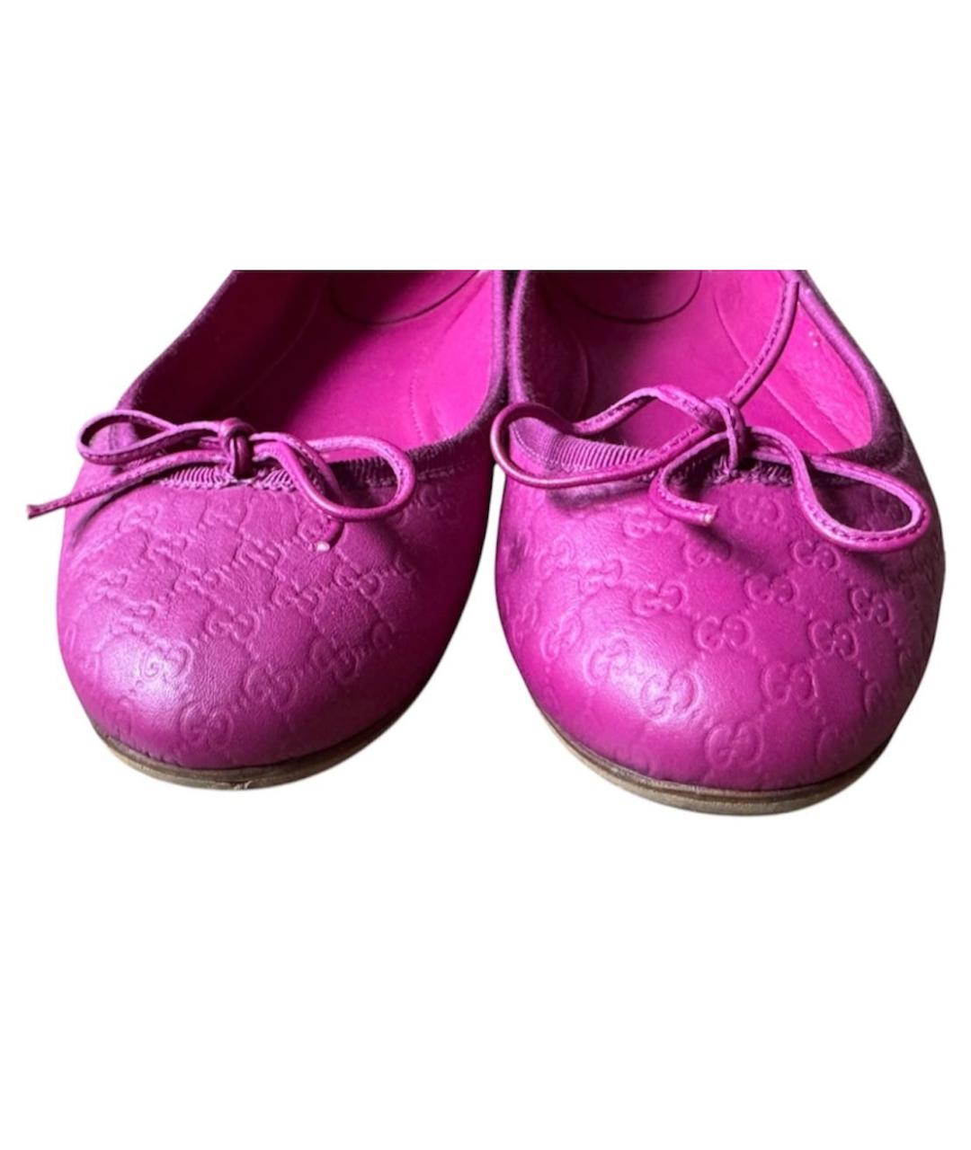 GUCCI Фуксия кожаные балетки, фото 2