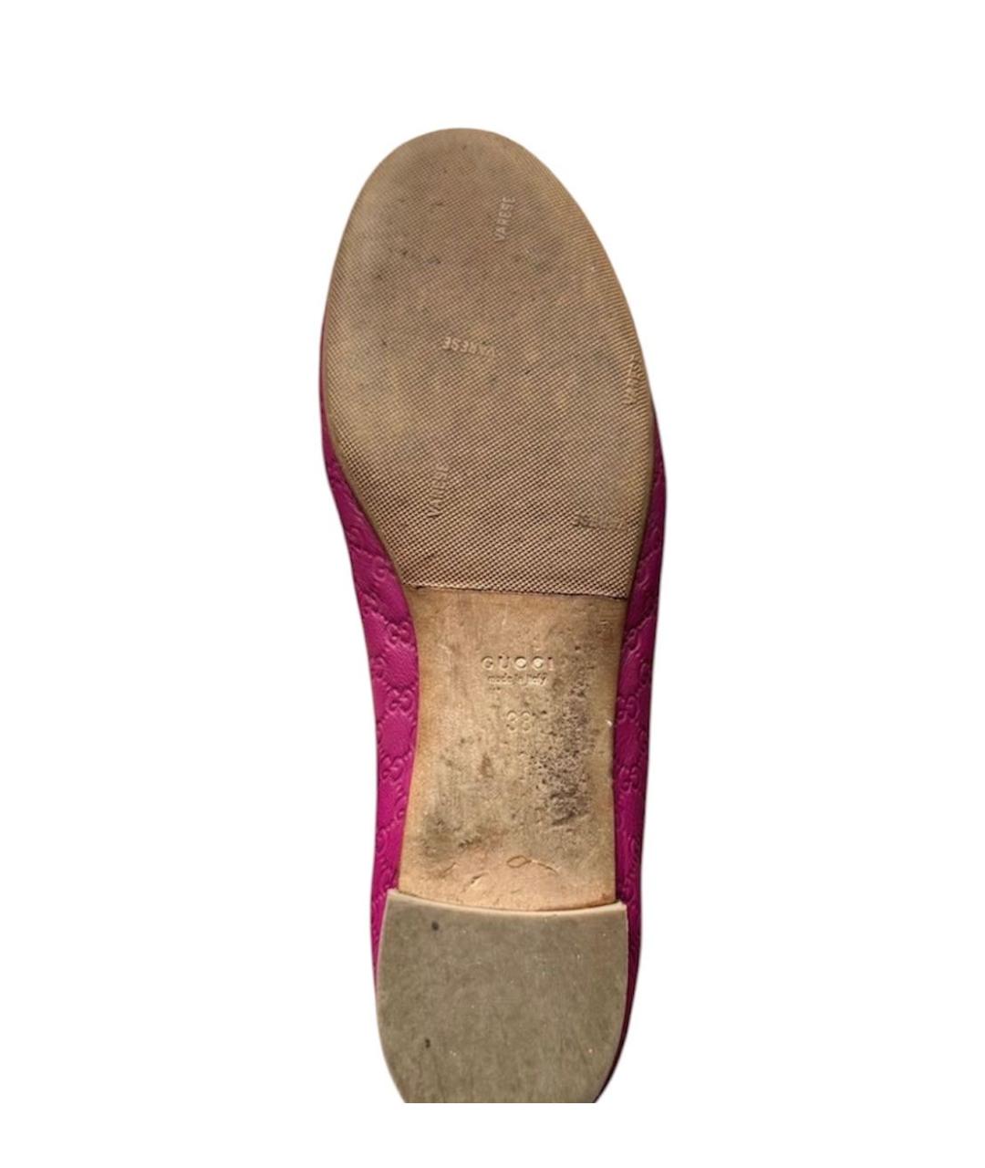 GUCCI Фуксия кожаные балетки, фото 5