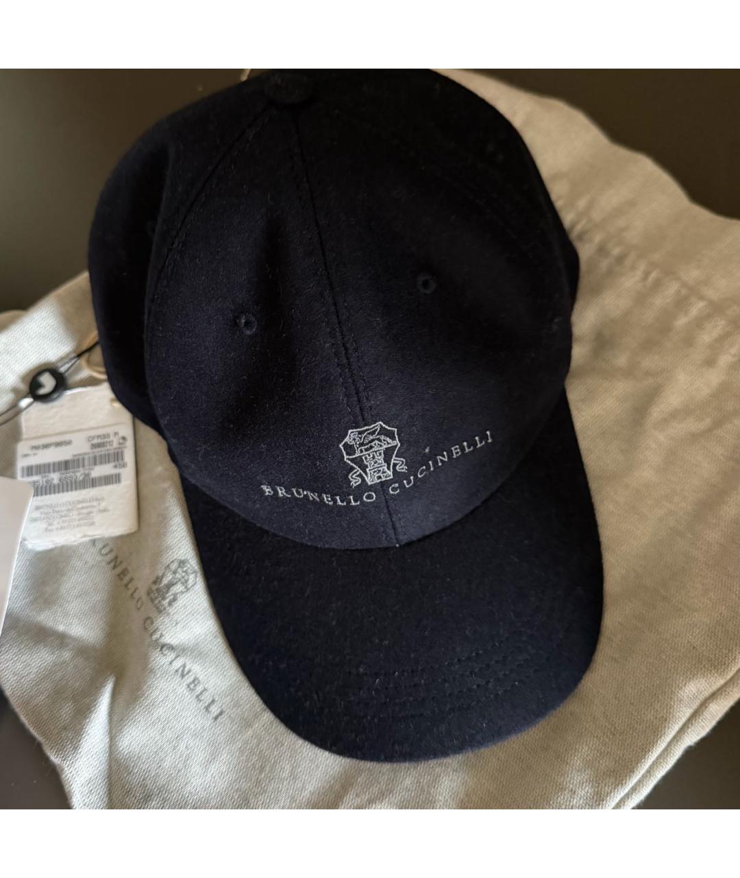 BRUNELLO CUCINELLI Темно-синяя шерстяная кепка/бейсболка, фото 4
