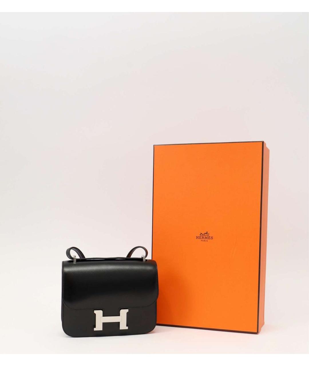 HERMES Черная кожаная сумка через плечо, фото 4