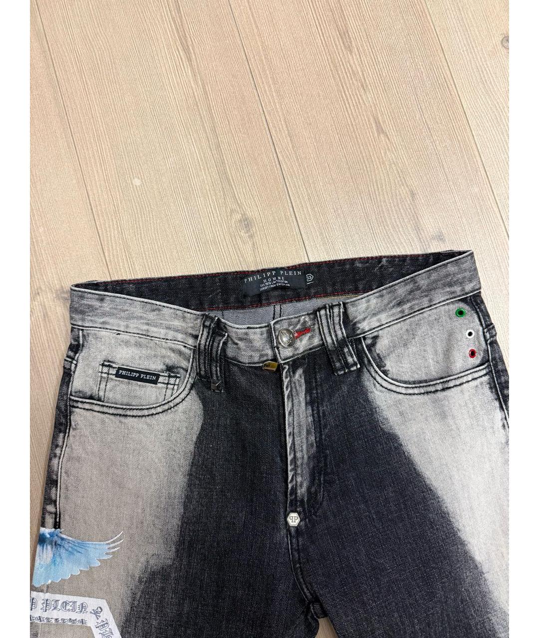 PHILIPP PLEIN Серые хлопковые джинсы, фото 3