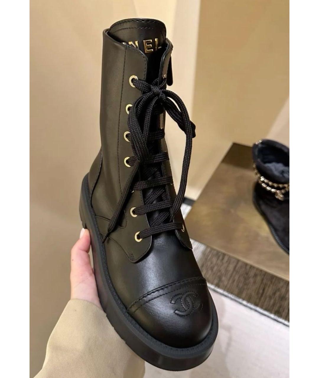 CHANEL Черные кожаные ботинки, фото 5