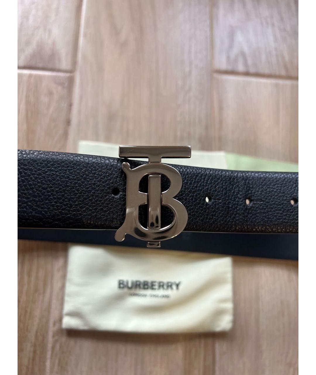 BURBERRY Черный кожаный ремень, фото 6