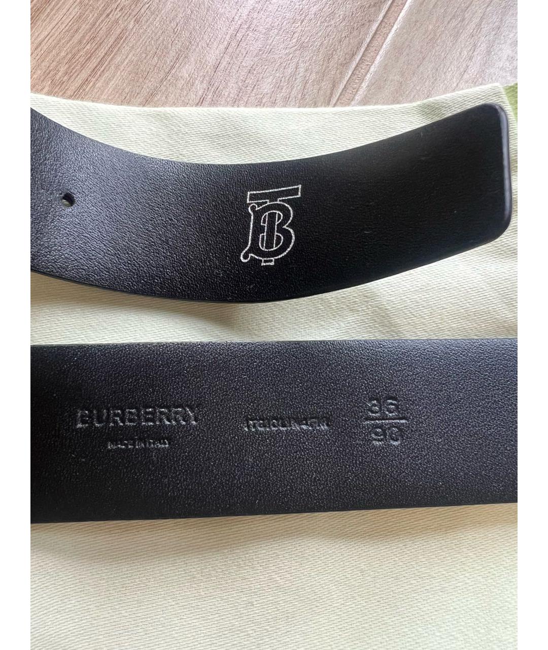 BURBERRY Черный кожаный ремень, фото 3