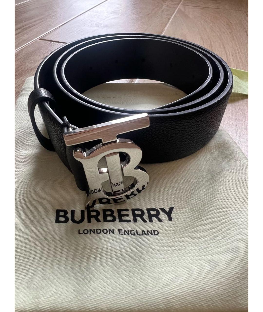 BURBERRY Черный кожаный ремень, фото 7