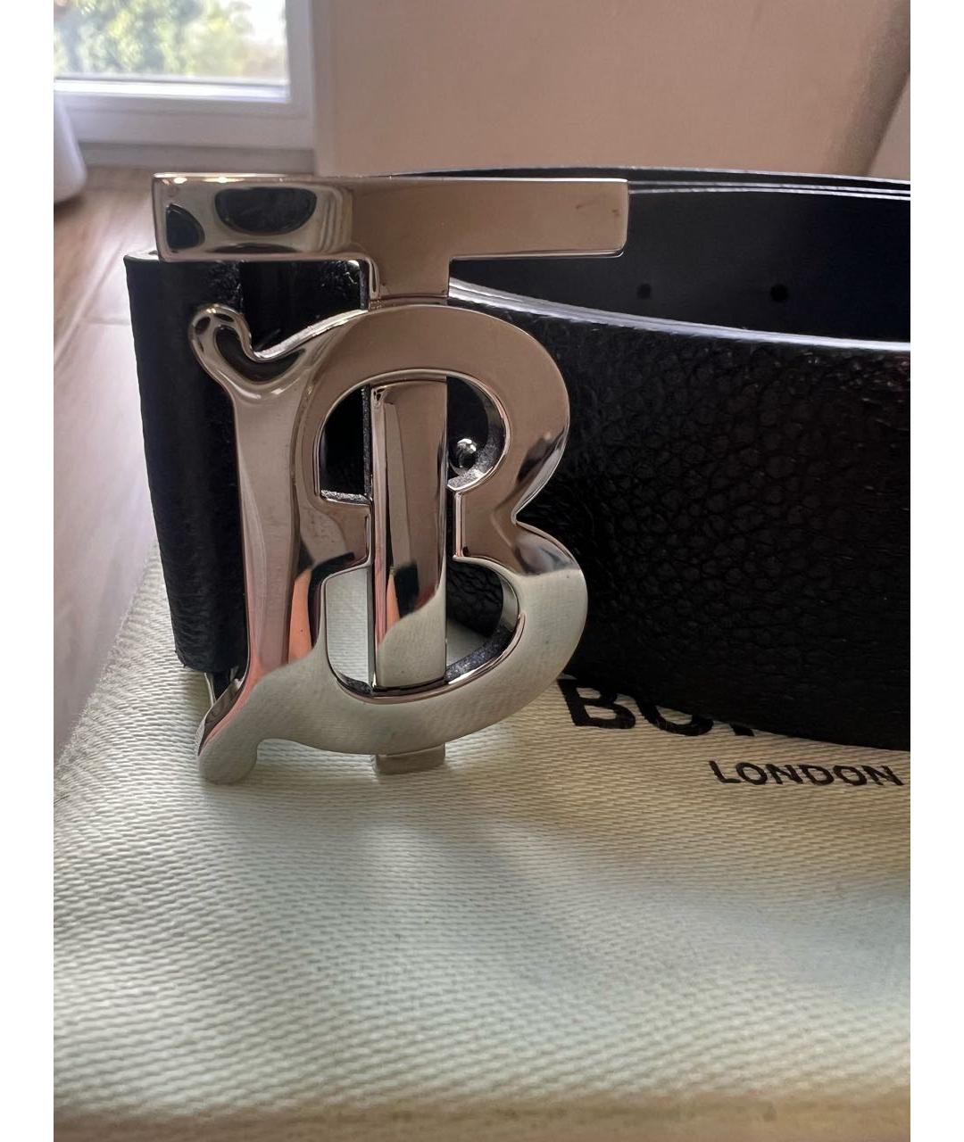 BURBERRY Черный кожаный ремень, фото 2