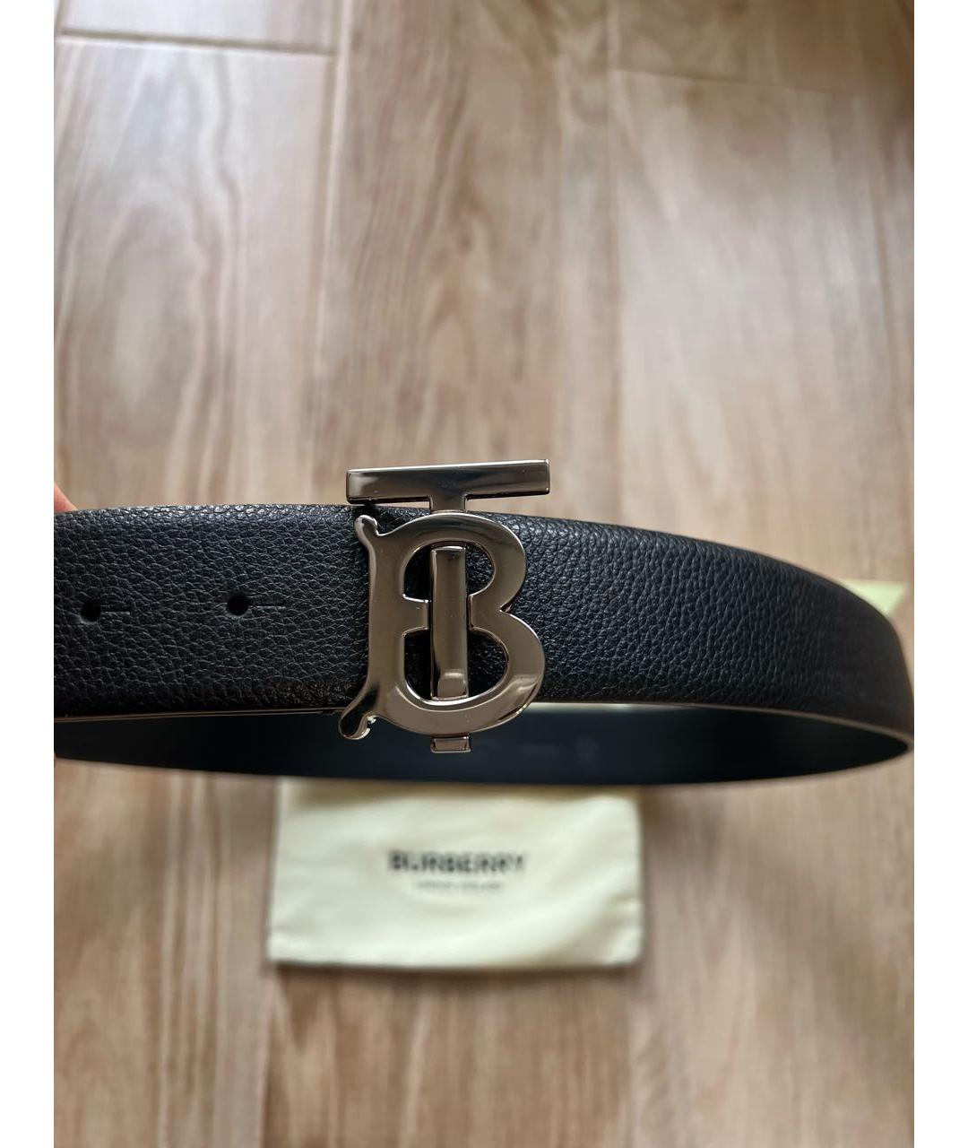 BURBERRY Черный кожаный ремень, фото 5