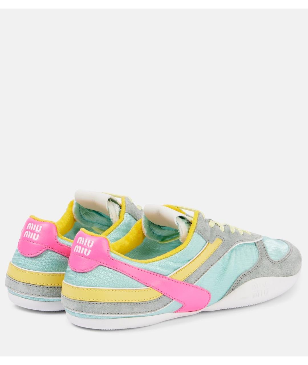 MIU MIU Бирюзовые текстильные кроссовки, фото 3
