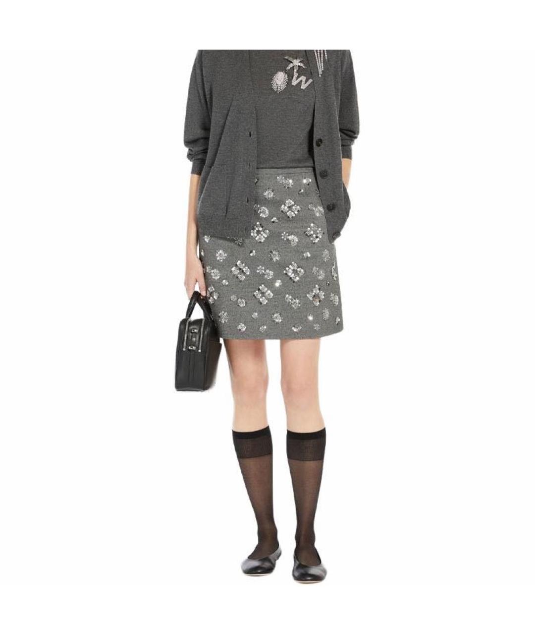 WEEKEND MAX MARA Антрацитовая вискозная юбка миди, фото 7