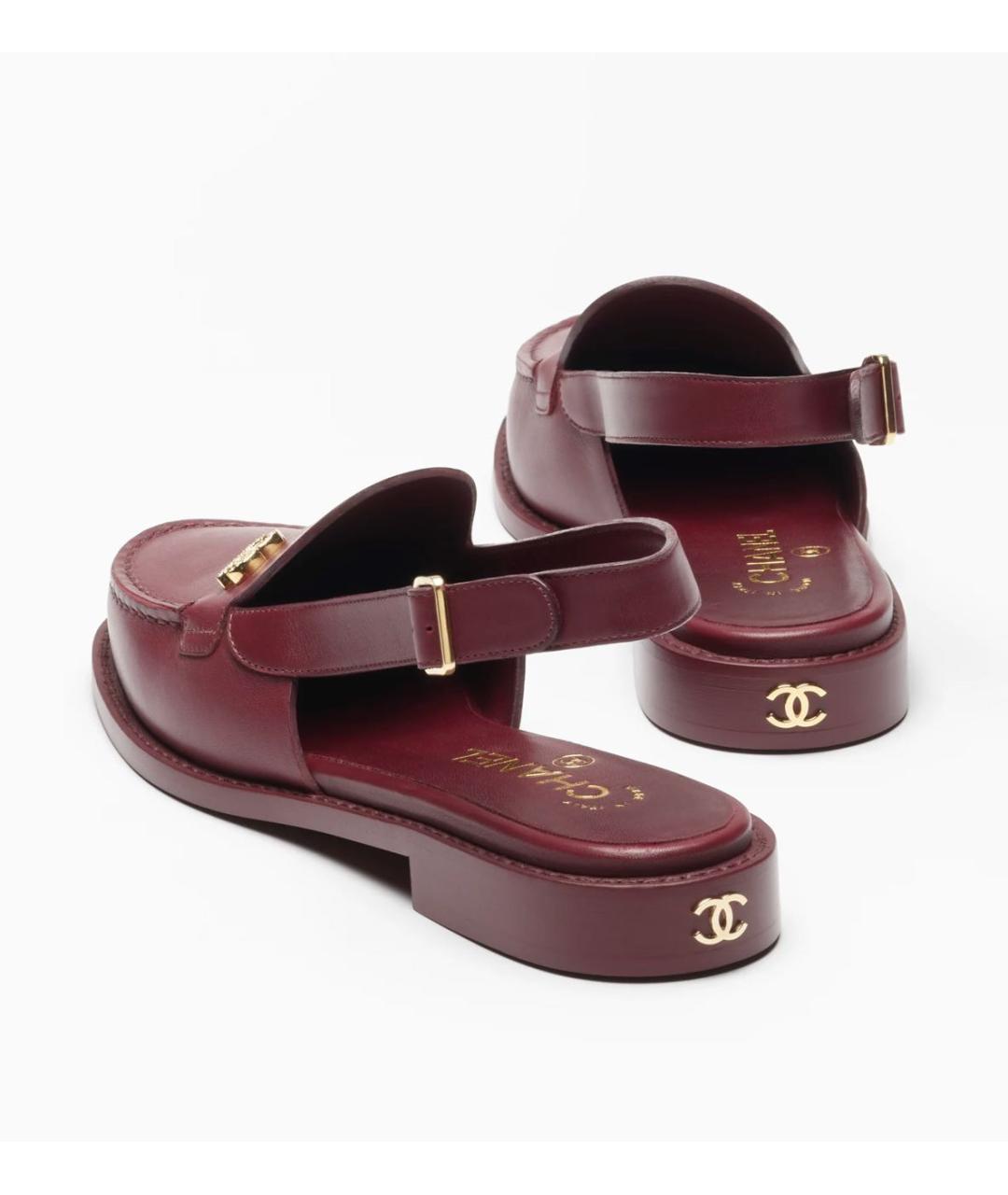 CHANEL Бордовые кожаные лоферы, фото 2