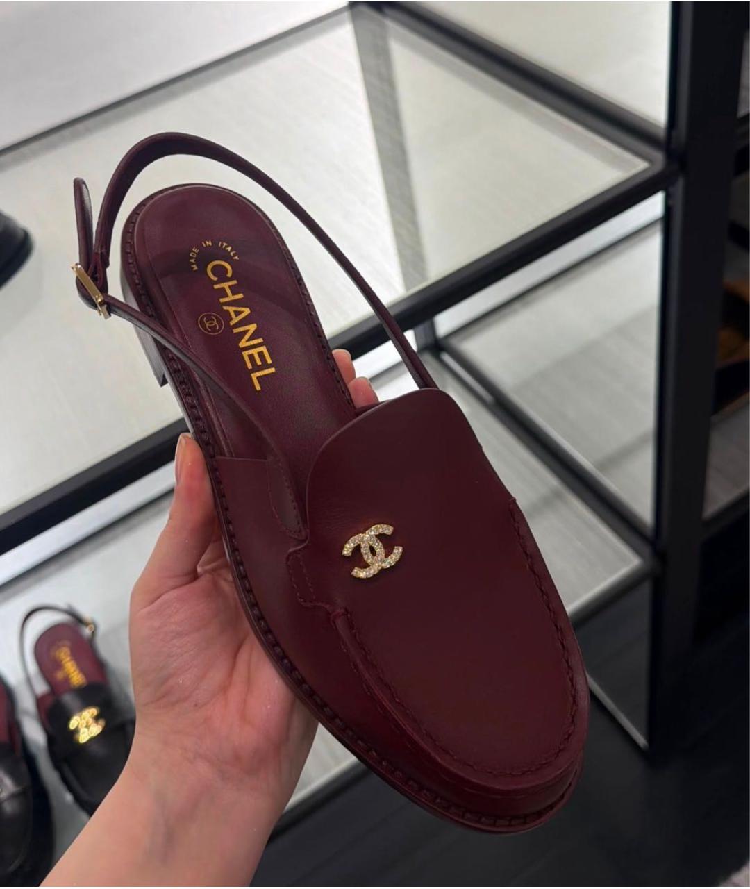 CHANEL Бордовые кожаные лоферы, фото 3