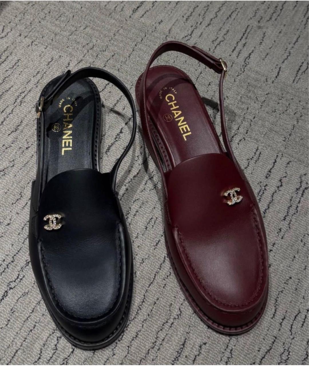 CHANEL Бордовые кожаные лоферы, фото 4