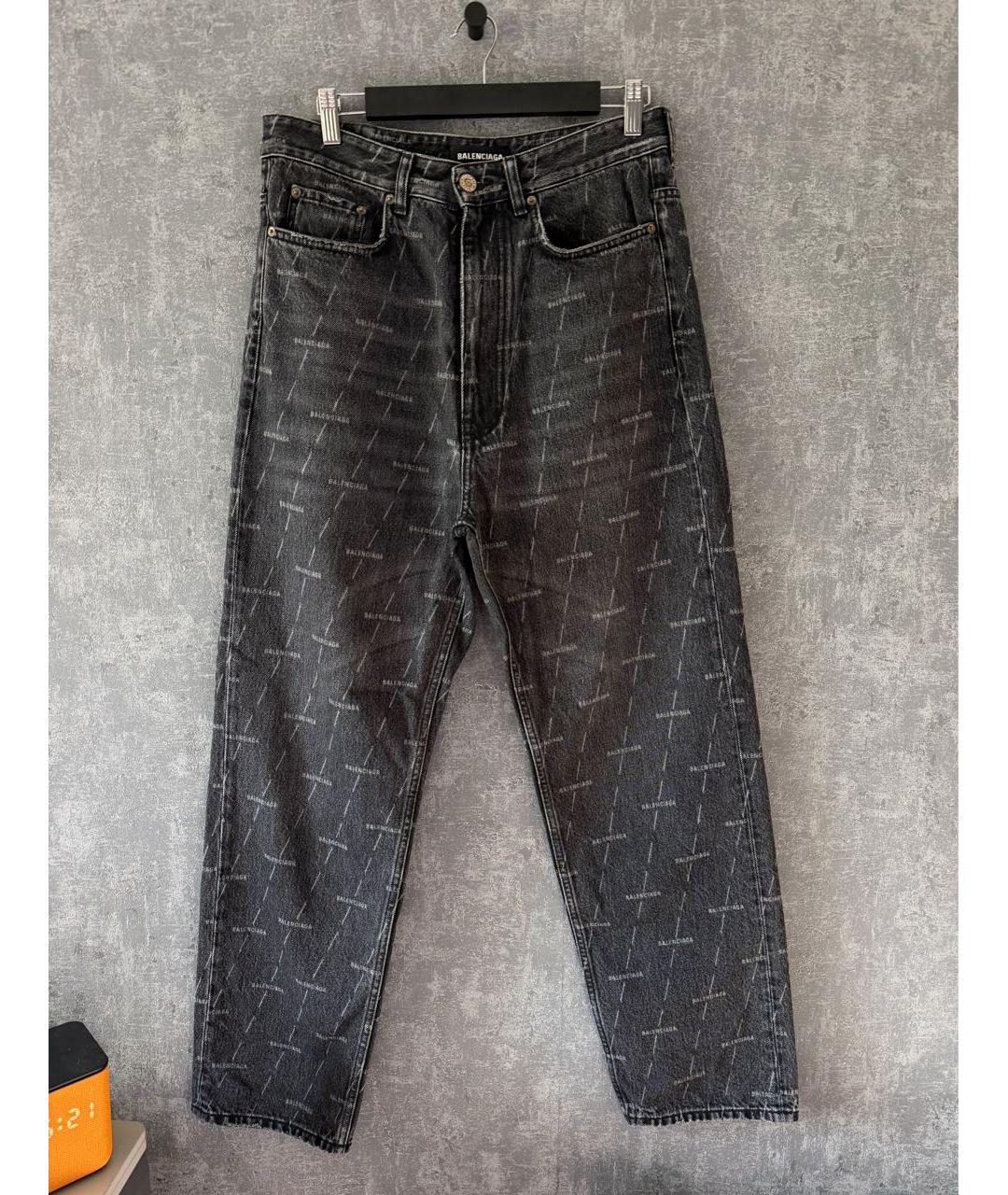 BALENCIAGA Антрацитовые хлопковые прямые джинсы, фото 4