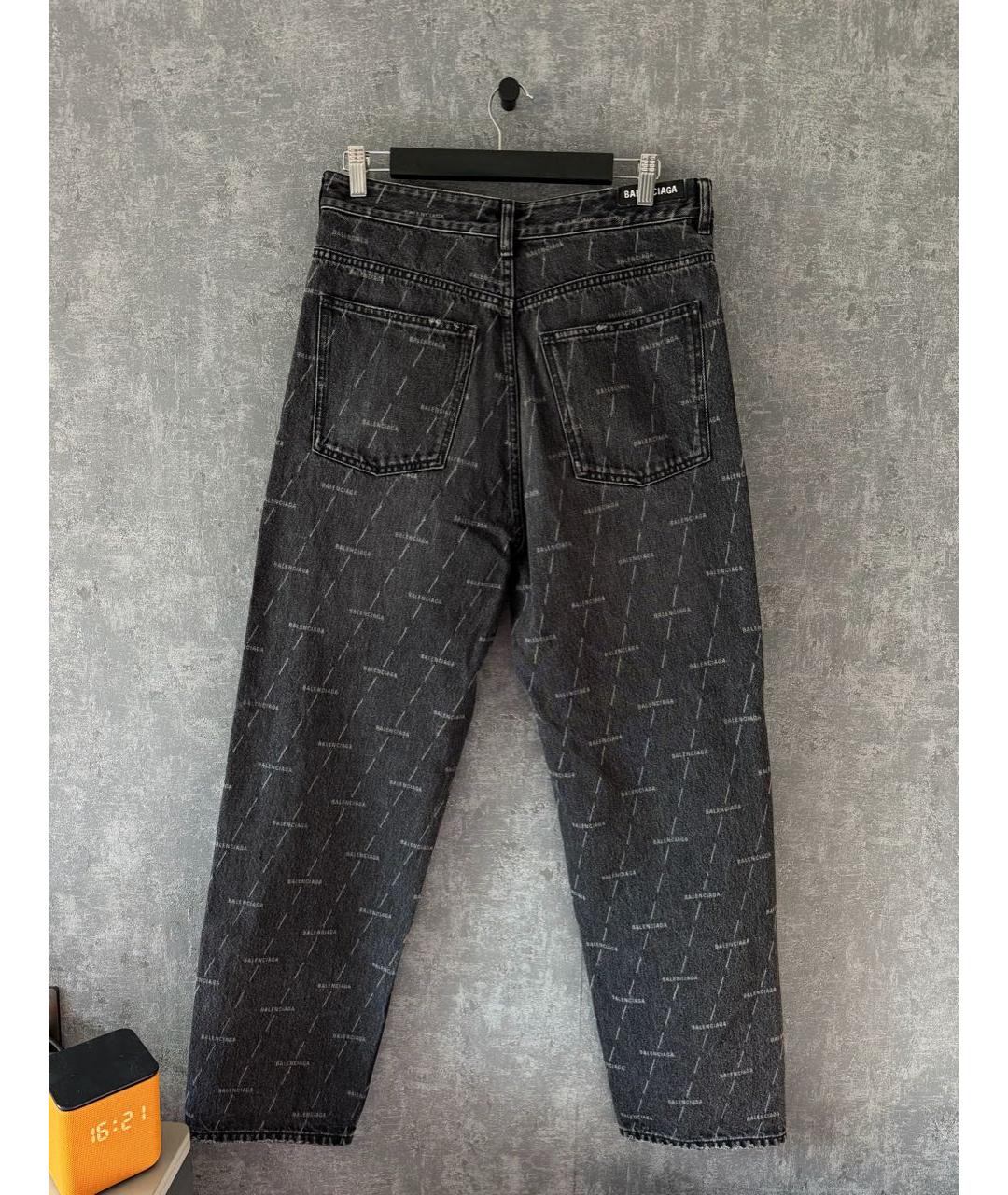 BALENCIAGA Антрацитовые хлопковые прямые джинсы, фото 2