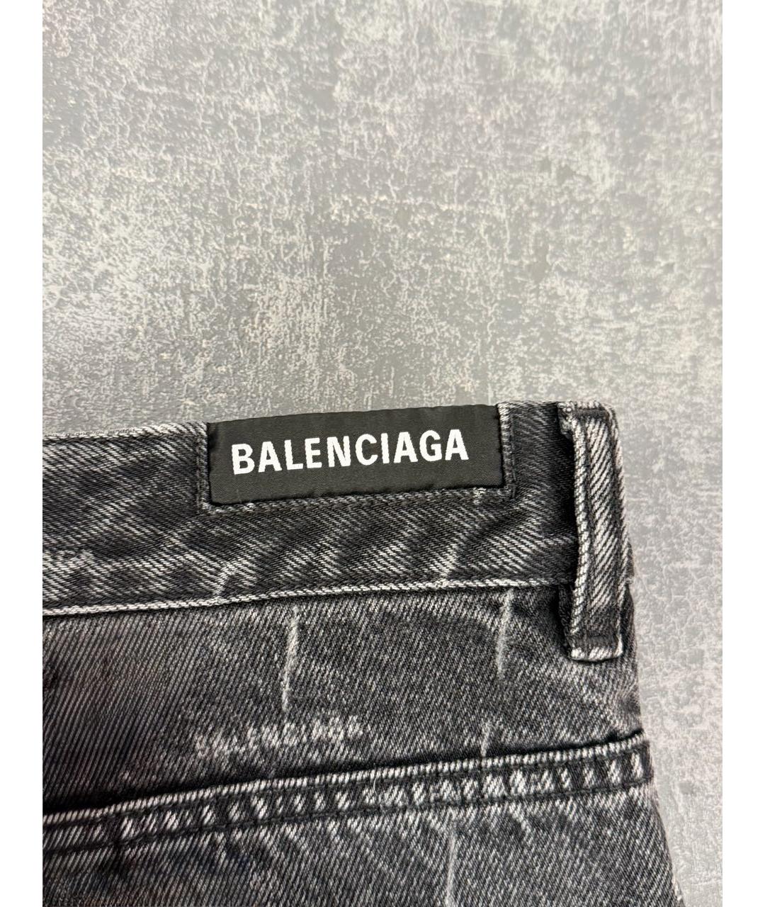 BALENCIAGA Антрацитовые хлопковые прямые джинсы, фото 3