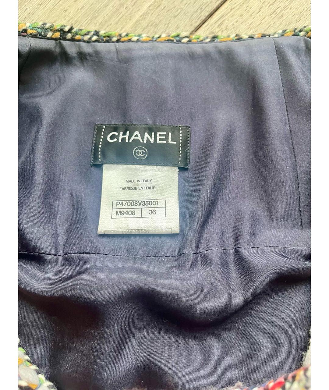 CHANEL Мульти шерстяная юбка миди, фото 3