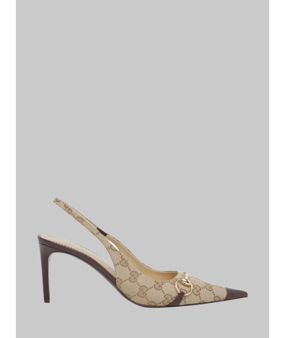 GUCCI Бежевые текстильные туфли, фото 5