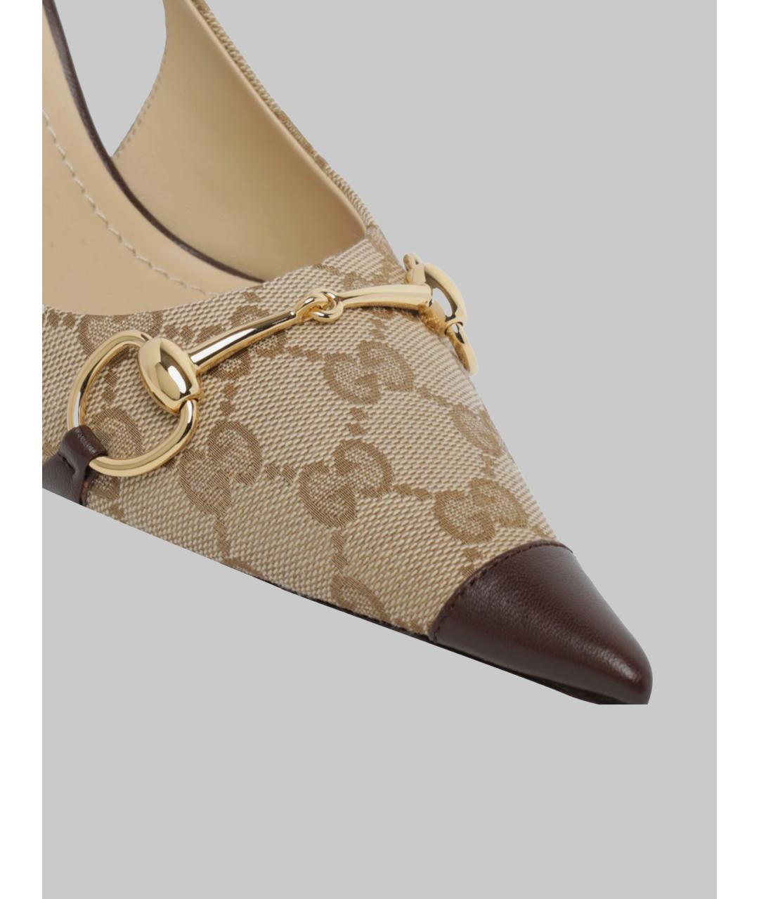 GUCCI Бежевые текстильные туфли, фото 4