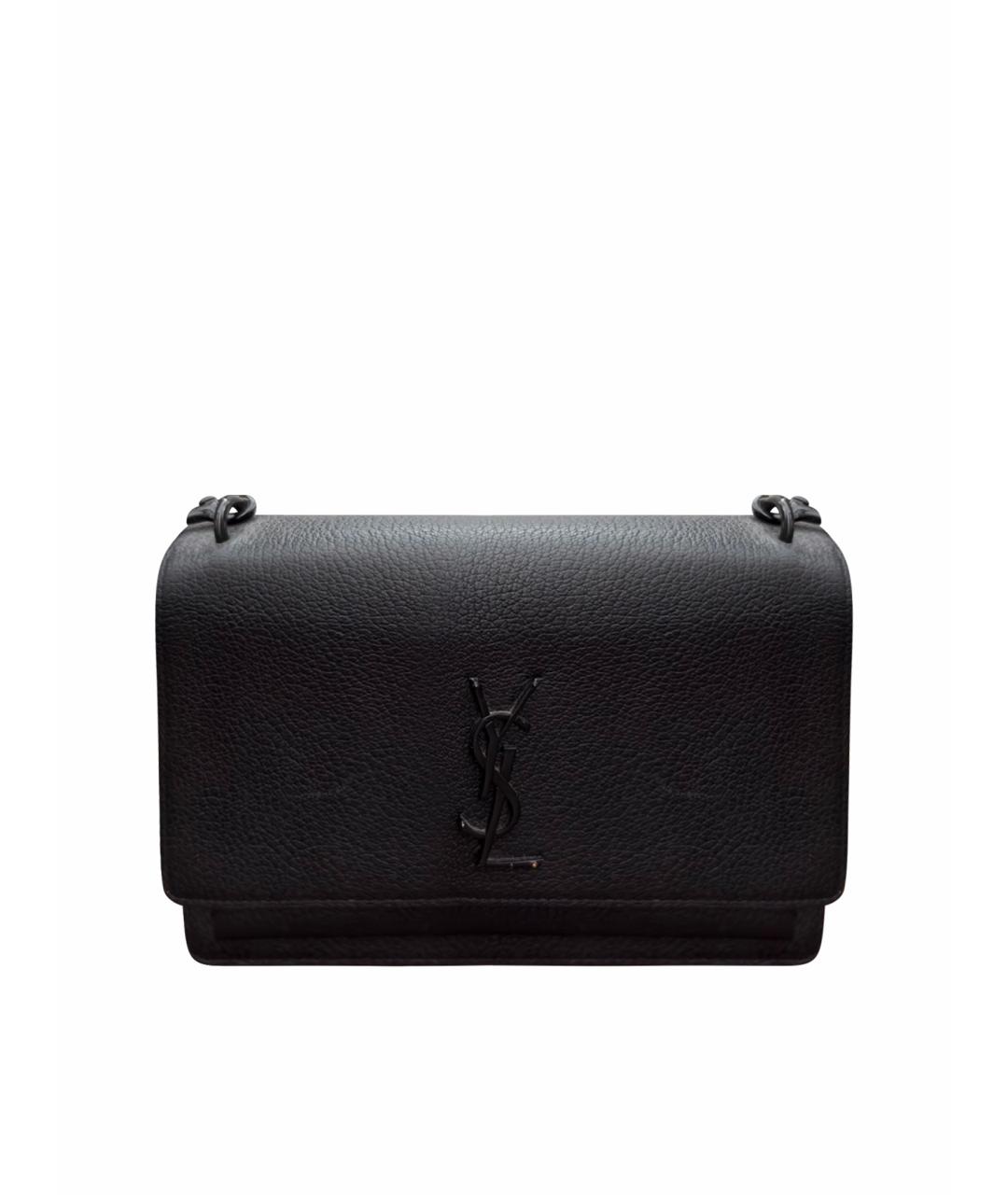 SAINT LAURENT Черная кожаная сумка через плечо, фото 1