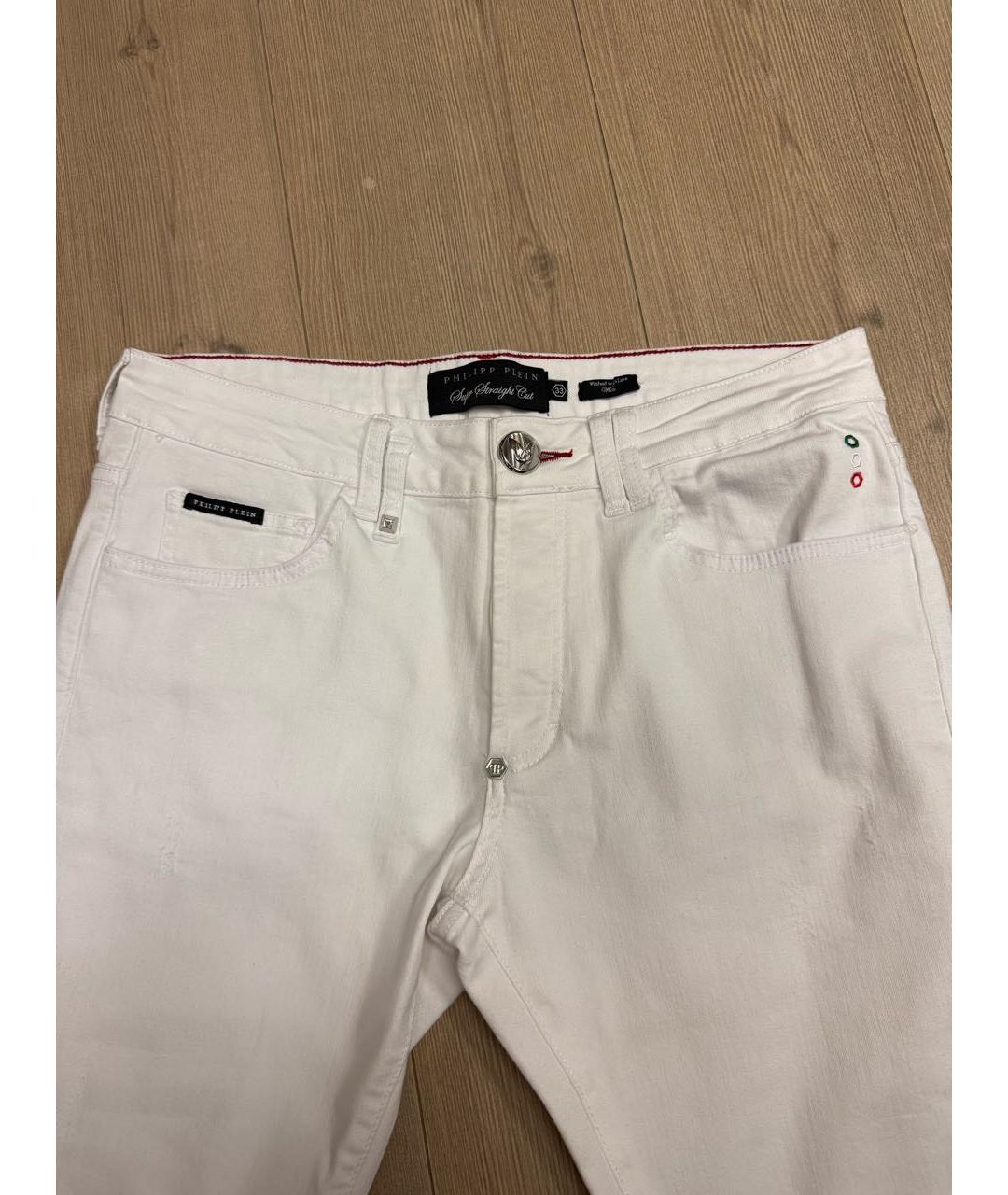 PHILIPP PLEIN Белые хлопковые джинсы, фото 3