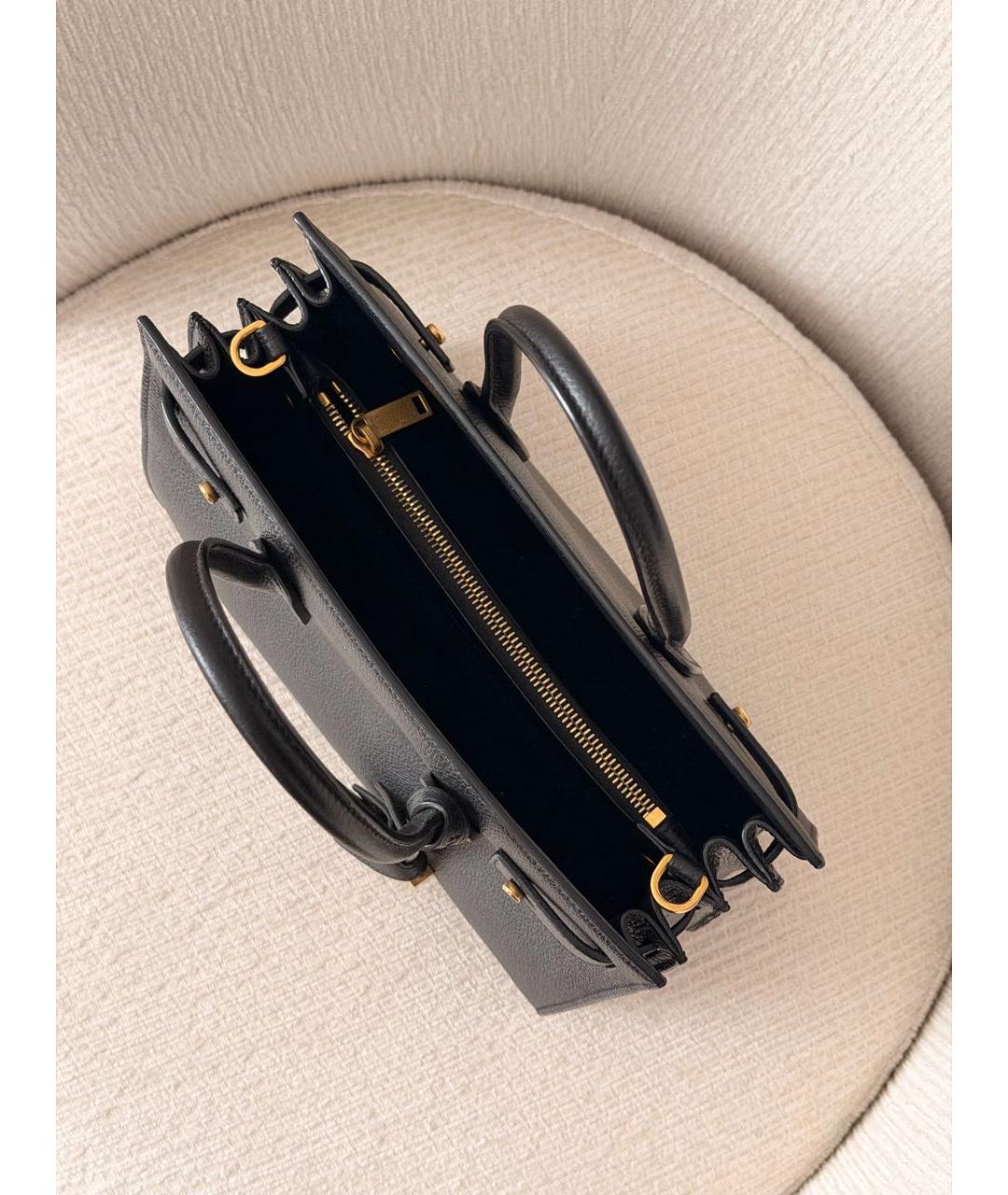 SAINT LAURENT Черная кожаная сумка тоут, фото 4