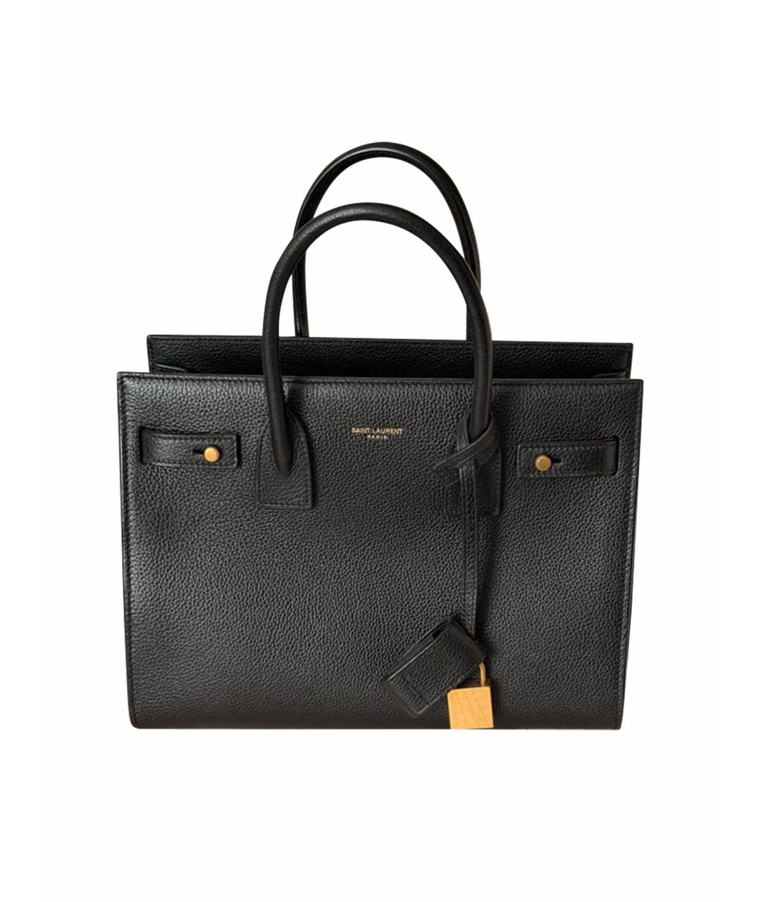 SAINT LAURENT Черная кожаная сумка тоут, фото 1