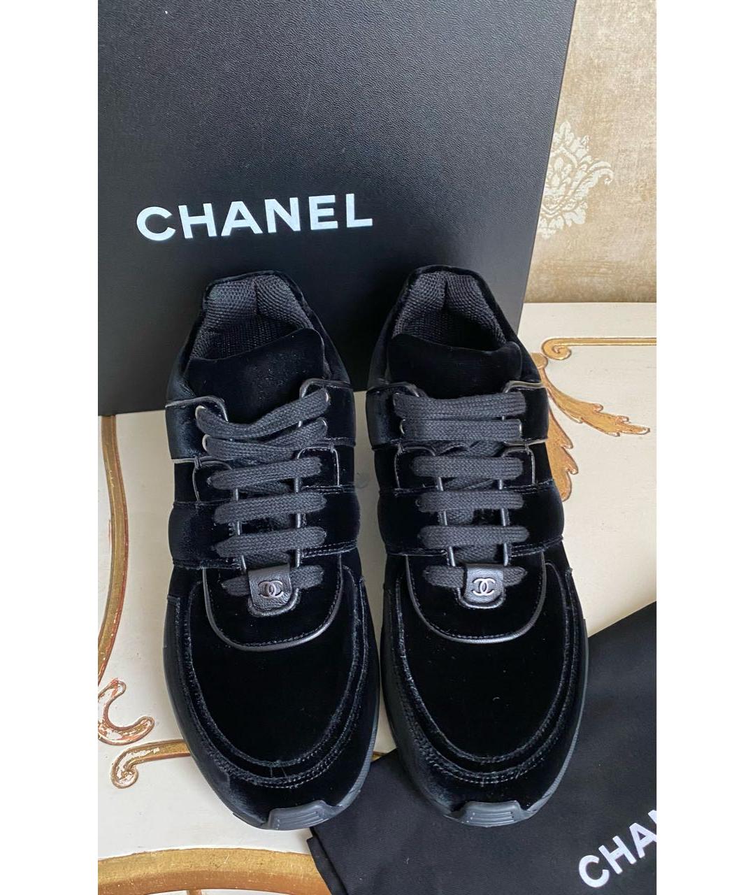 CHANEL Черные бархатные кроссовки, фото 8